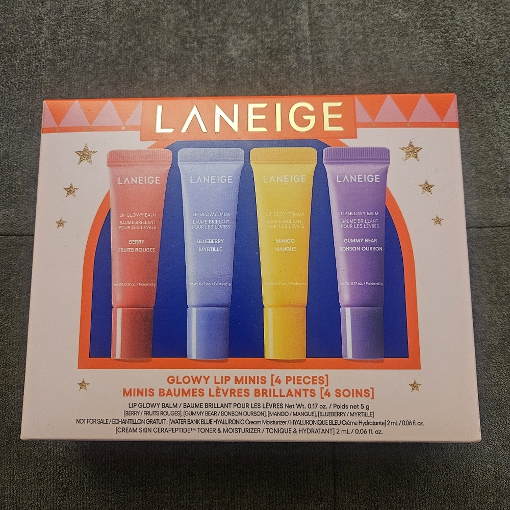 LANEIGE Glowy Lip Balm Minis - Berry, Blueberry, Mango, Gummy Bear